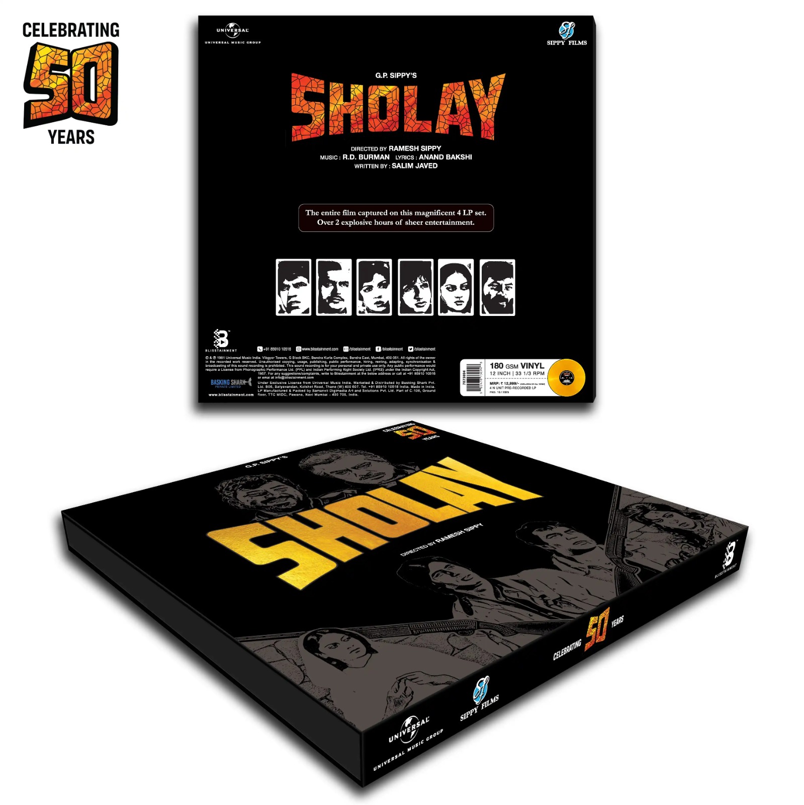 SHOLAY - VINYL RECORD (4LP SET BOX / 50 YEARS CELEBRATION EDITION)