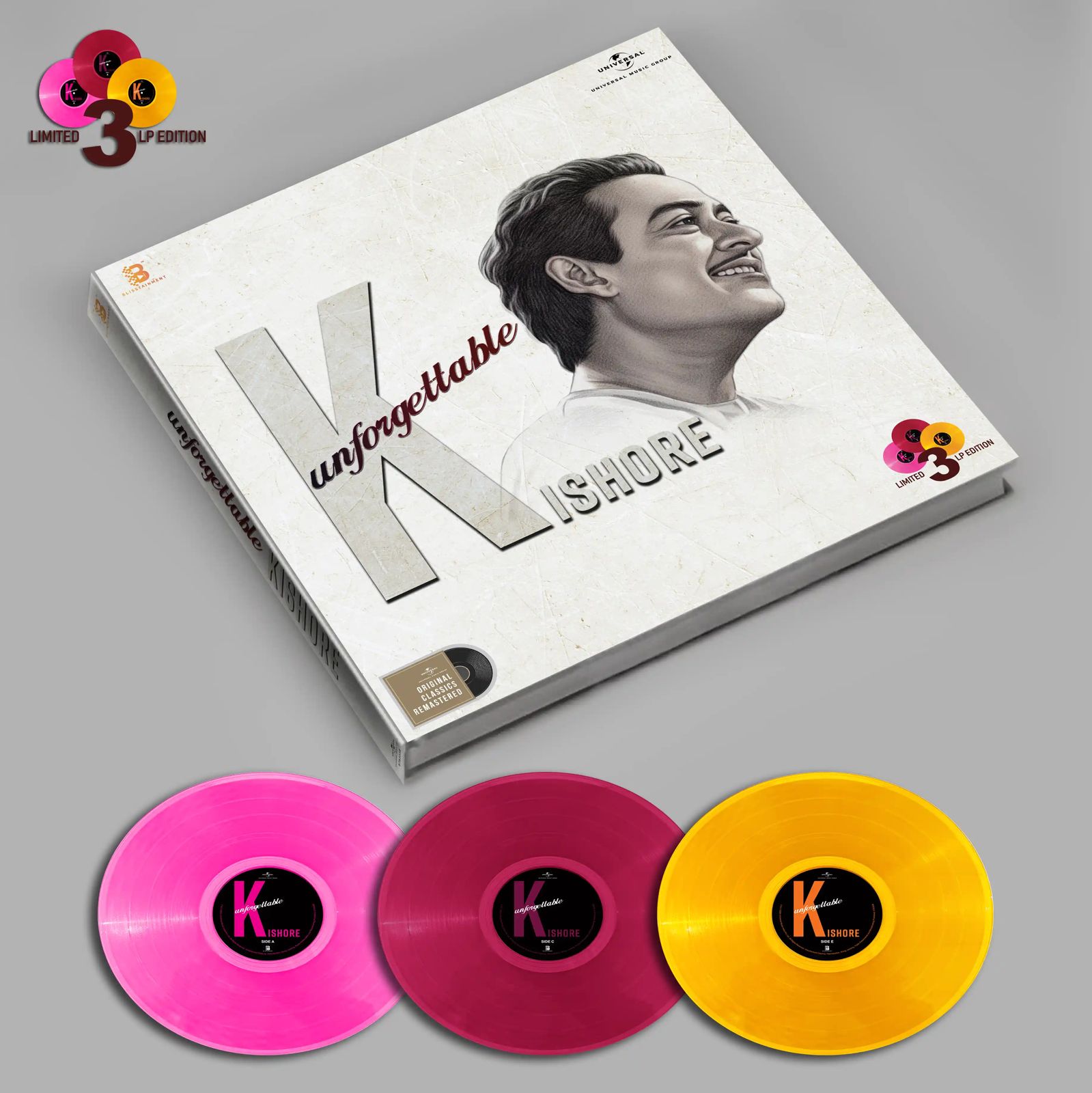 UNFORGETTABLE KISHORE KUMAR : LIMITED 3 LP EDITION - VINYL RECORD